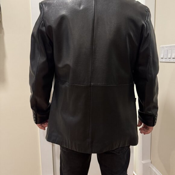 VINTAGE Y2K Leather Sports Jacket - Picture 7 of 9